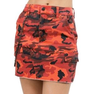 Camo Mini Skirt NWT American Bazi orange and black via DOLLS KILL size Medium
